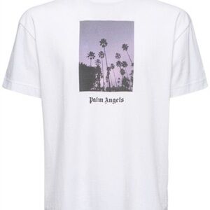 Palm Angels “Sunset Palms” Graphic Tee – White / Purple – Size L